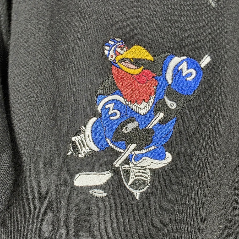 VTG 90s Looney Tunes Sports Hockey Embroidered Black Pocket Shirt Warner Bros XL - Picture 3 of 12
